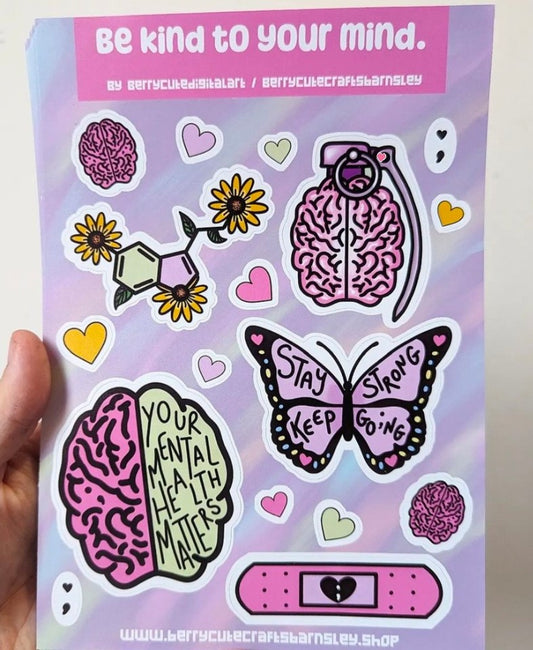 Mental health sticker sheets