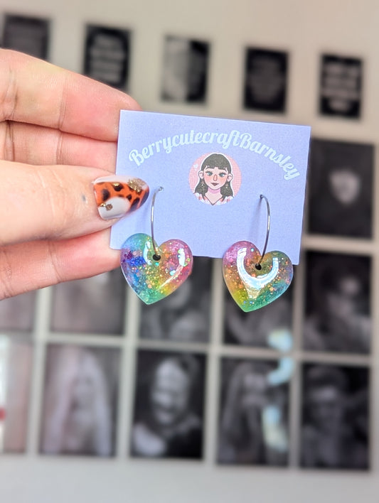 Rainbow heart hoops