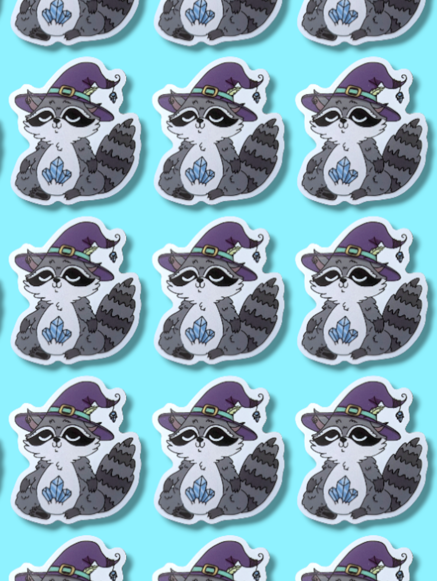 Wiz the trash panda blue background