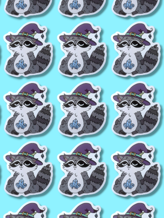 Wiz the trash panda blue background