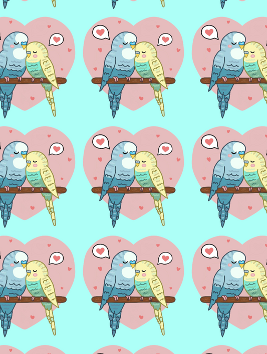 Budgie love Blue Background