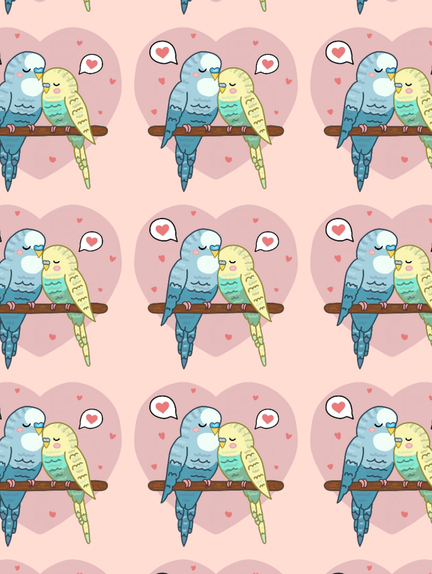 Budgie love Peach Background