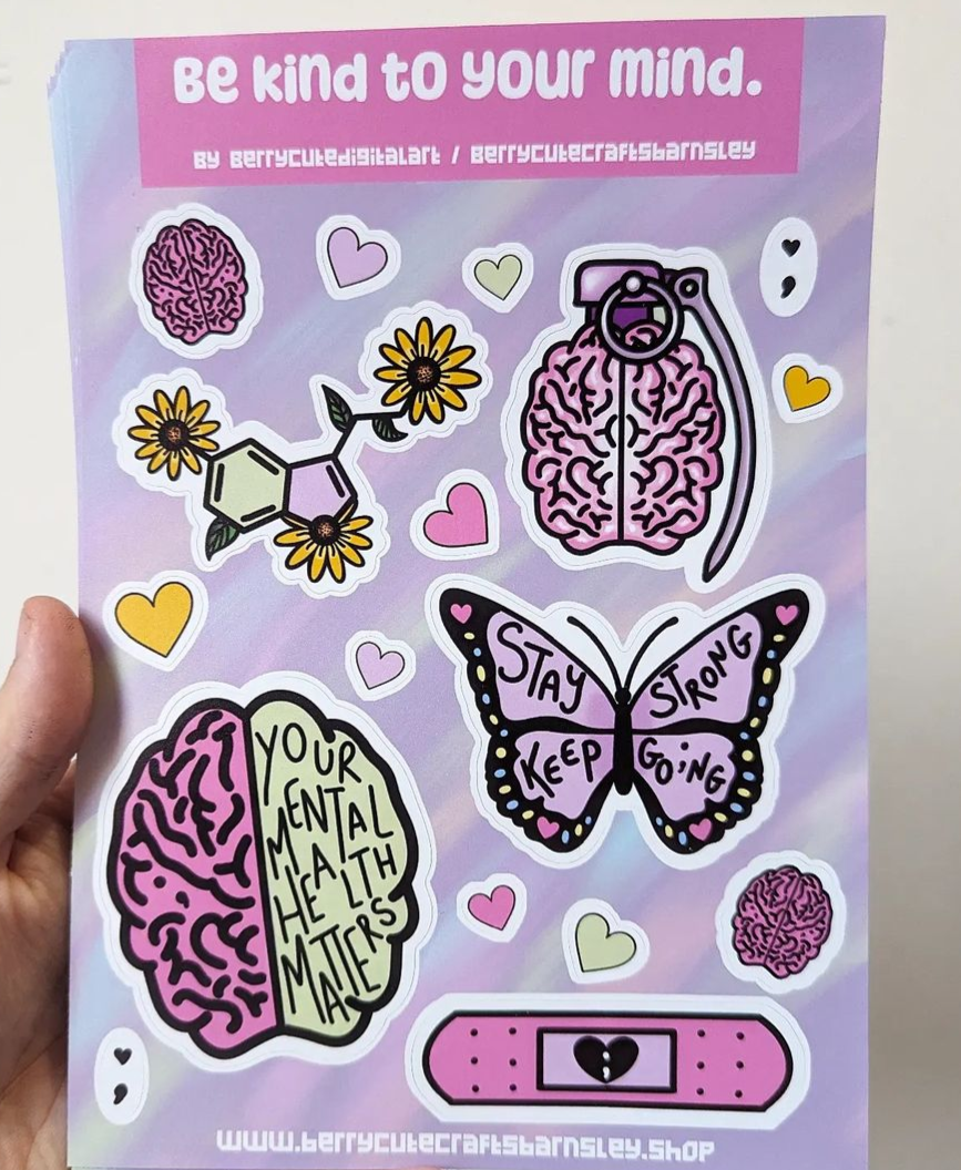 Mental health sticker sheets